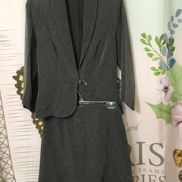Vintage LA BELLE EUC WOMEN'S SIZE 7 JACKET & SKIRT BUSINESS CASUAL SET In GRAY - Picture 8 of 11